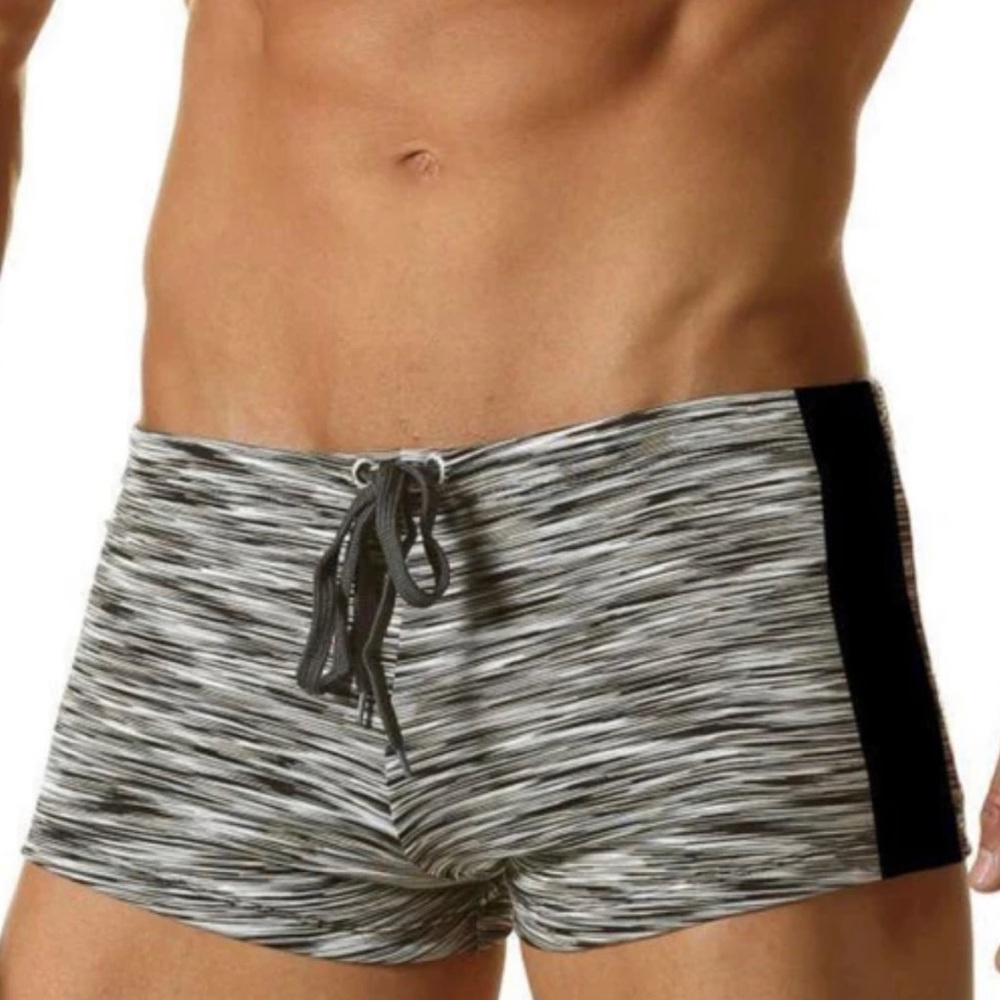 JUNK Nautilus “Carbon” square cut swim shorts